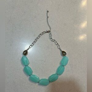 Silver Chain Mint Green Bead Necklace